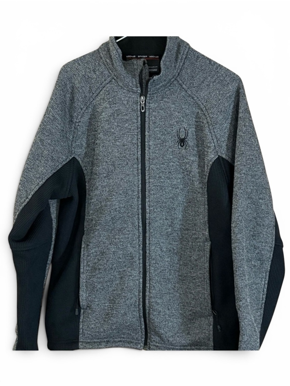 Spyder Men's Knit Fleece Lined Charcoal and Black Performance Jacket